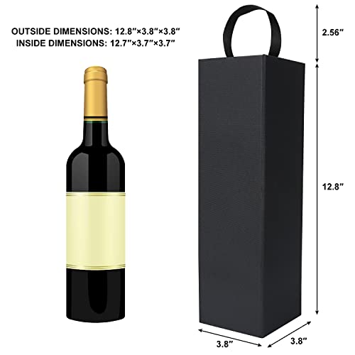 RYDDOY Wine Gift Box, 12.8x3.7x3.7 Inches Black Wine Bottle Boxes With Handle for Liquor and Champagne Magnetic Closure Collapsible Gift Box for Party, Wedding, Gift Wrap, Storage