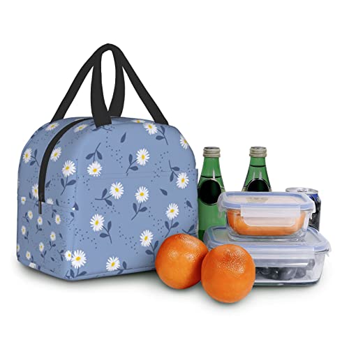 Senheol Cute Daisy Print Lunch Box, Kawaii Small Insulation Lunch Bag, Reusable Food Bag Lunch Containers Bags for Women Men