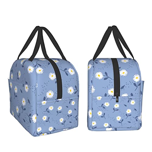 Senheol Cute Daisy Print Lunch Box, Kawaii Small Insulation Lunch Bag, Reusable Food Bag Lunch Containers Bags for Women Men