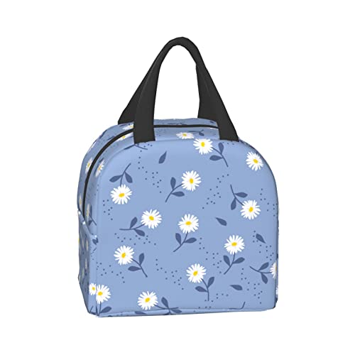 Senheol Cute Daisy Print Lunch Box, Kawaii Small Insulation Lunch Bag, Reusable Food Bag Lunch Containers Bags for Women Men