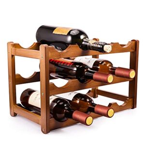 pamiso 3 tiers wine rack, 12 bottles bamboo wine stand holder wine rack countertop for pantry, kitchen, bars, wine cellar