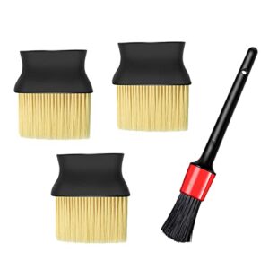 ketejia car brushes for detiling, super soft car brush cleaner, used for interior, exterior, cleaning, cleaning, spout, instrument panel, 3 short-handled brushes & 1 long-handled brush