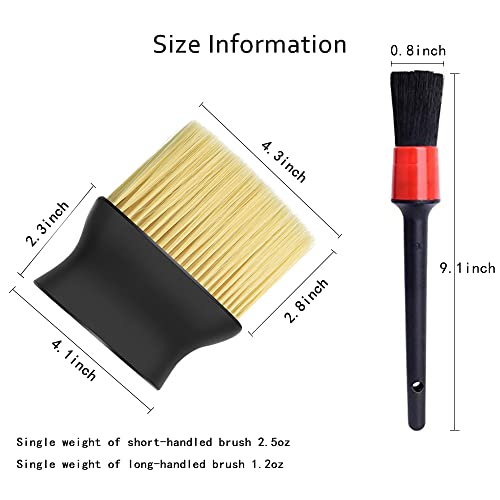 Ketejia Car Brushes for detiling, Super Soft car Brush Cleaner, Used for Interior, Exterior, Cleaning, Cleaning, spout, Instrument Panel, 3 Short-Handled Brushes & 1 Long-Handled Brush