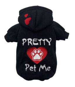 funny dog hoodie for small dogs boy dog clothes with harness hole casual embroidery patterns pretty pet me dog sweatshirt medium size dog girl (large)