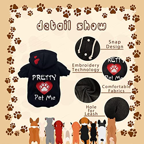 Funny Dog Hoodie for Small Dogs Boy Dog Clothes with Harness Hole Casual Embroidery Patterns Pretty Pet Me Dog Sweatshirt Medium Size Dog Girl (Large)