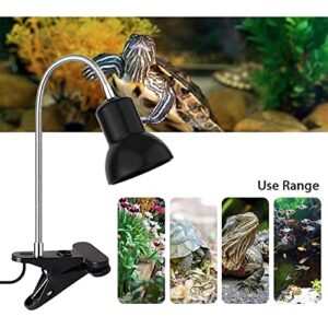 Dehydrator Reptile Heat Lamp Holder Basking Spot Lamp Holder for Turtle Aquarium Aquatic Reptile Lizard 360° Rotating Clip & Power Supply (Without Bulb)