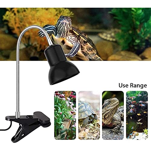 Dehydrator Reptile Heat Lamp Holder Basking Spot Lamp Holder for Turtle Aquarium Aquatic Reptile Lizard 360° Rotating Clip & Power Supply (Without Bulb)