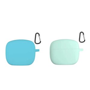 2 pack dayjoy soft silicone protective case cover compatible with jbl tune 215tws, protective skin sleeve with key chain (sky blue+light green)