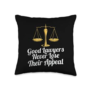 funny lawyer gifts good lawyers never lose their appeal throw pillow, 16x16, multicolor