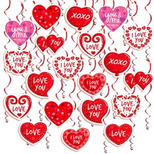 katchon, i love you valentines hanging swirls - pack of 30, valentines day decorations | valentines heart decorations for valentines day decor | hanging hearts decorations for valentines decorations.