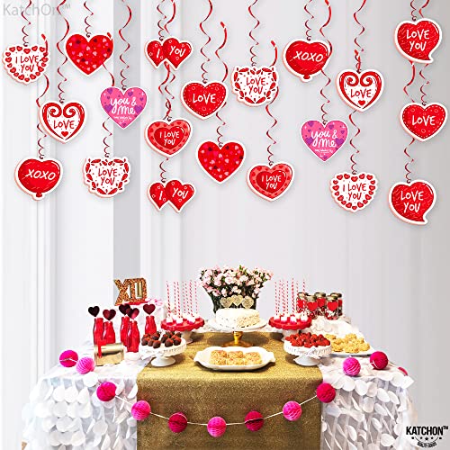 KatchOn, I Love You Valentines Hanging Swirls - Pack of 30, Valentines Day Decorations | Valentines Heart Decorations for Valentines Day Decor | Hanging Hearts Decorations for Valentines Decorations.
