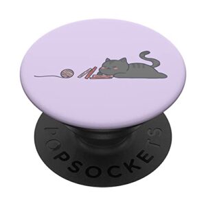 Cute Black Cat With A Neutral Purple Lavender Background PopSockets Swappable PopGrip