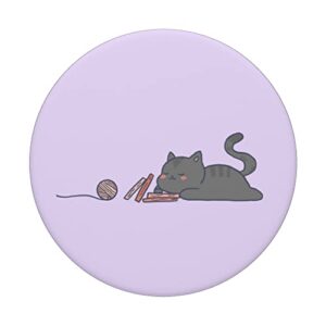 Cute Black Cat With A Neutral Purple Lavender Background PopSockets Swappable PopGrip