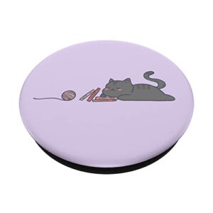 Cute Black Cat With A Neutral Purple Lavender Background PopSockets Swappable PopGrip