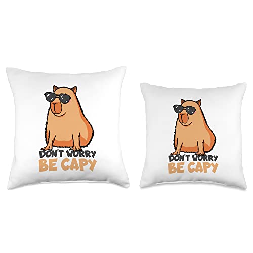 Capybara Gifts for Men & Women Don't Worry Be Capy Capybara Throw Pillow, 16x16, Multicolor