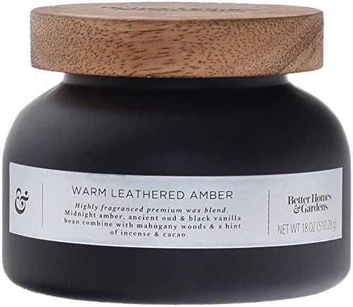 BetterHomes&Gardens Better Homes and Gardens 18oz Scented Candle, Warm Leathered Amber 2-Pack, 18oz (501g) x 2 [excluding glass jar weight] (81973)