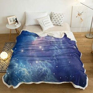 yun nist sherpa fleece throw blanket astronomical art galaxy nebula,super soft luxury reversible blankets warm cozy throws for sofa couch bed holiday romantic purple starry sky,60x80inch