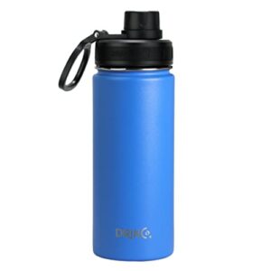drinco stainless steel water bottle spout lid vacuum insulated double wall water bottle wide mouth (40oz 32oz 22oz 18oz 14oz) leak proof keeps cold or hot (18 oz, 18oz royal blue)