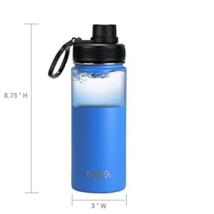 DRINCO Stainless Steel Water Bottle Spout Lid Vacuum Insulated Double Wall Water Bottle Wide Mouth (40oz 32oz 22oz 18oz 14oz) Leak Proof Keeps Cold or Hot (18 oz, 18oz Royal Blue)