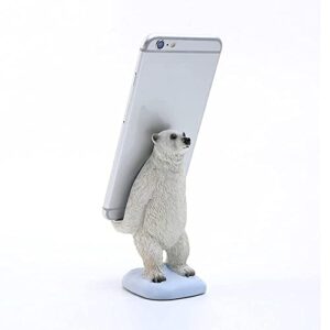 Homewy Polar Bear Phone Stand for Desk, Cute Animal Smartphone Mount Holder for iPhone 13/12/Max Samsung Huawei Xiaomi iPad, 2 in 1 Mobile Phone Holder Desk Decorations