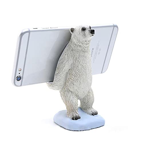 Homewy Polar Bear Phone Stand for Desk, Cute Animal Smartphone Mount Holder for iPhone 13/12/Max Samsung Huawei Xiaomi iPad, 2 in 1 Mobile Phone Holder Desk Decorations