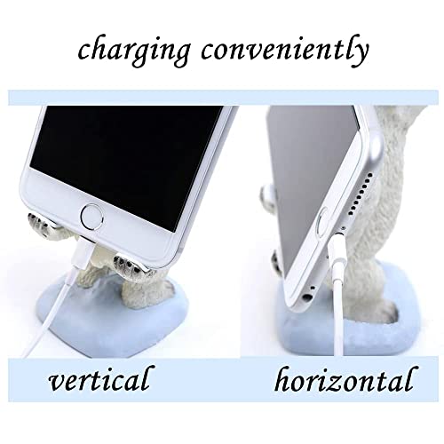 Homewy Polar Bear Phone Stand for Desk, Cute Animal Smartphone Mount Holder for iPhone 13/12/Max Samsung Huawei Xiaomi iPad, 2 in 1 Mobile Phone Holder Desk Decorations