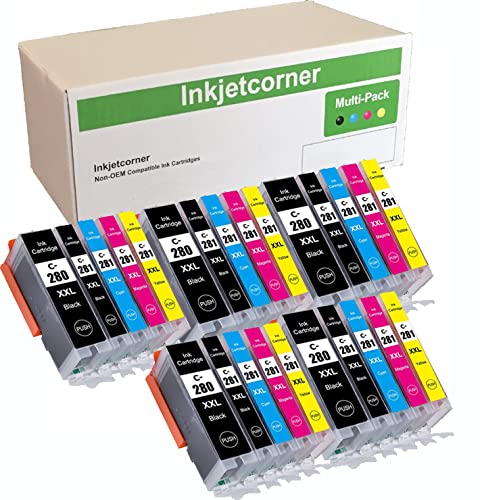 Inkjetcorner Compatible Ink Cartridges Replacement for PGI-280XXL CLI-281XXL PGI 280 XXL CLI 281 for use with TR8620 TR8622 TR8620A TR7520 TS6320 TS6220 TR8520 TS9520 TS702 (25-Pack)