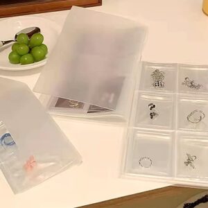 ROPAKED Transparent Jewelry Storage Book with Pockets 84 Slots and 50 Pcs Clear Small Plastic Bags Ring Earring Organizer Book Card Holder Travel Pouch for Jewelry