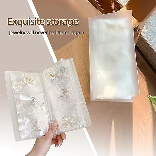 ROPAKED Transparent Jewelry Storage Book with Pockets 84 Slots and 50 Pcs Clear Small Plastic Bags Ring Earring Organizer Book Card Holder Travel Pouch for Jewelry