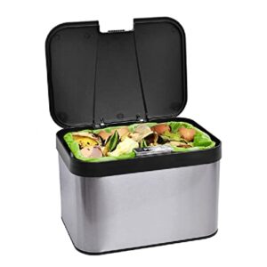 Compost Bin for Kitchen, Countertop Compost Bin, Body Stainless Steel with Lid, 1.13 Gallon with Inner Bucket Compact and Easy Clean (Black Silver)
