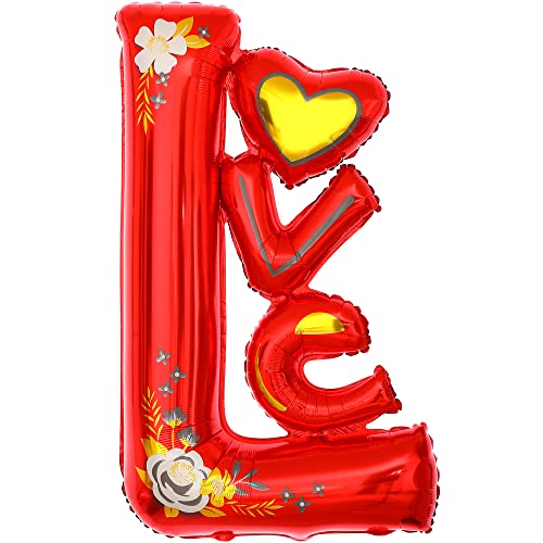 KatchOn, Big Red Love Balloon, 44 Inch - Foil Love Balloon Letters | Huge Red Love Ballon for Him | Valentines Day Balloons, Romantic Decorations Special Night, Love Valentines Balloon for Anniversary