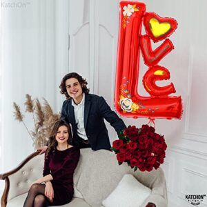 KatchOn, Big Red Love Balloon, 44 Inch - Foil Love Balloon Letters | Huge Red Love Ballon for Him | Valentines Day Balloons, Romantic Decorations Special Night, Love Valentines Balloon for Anniversary