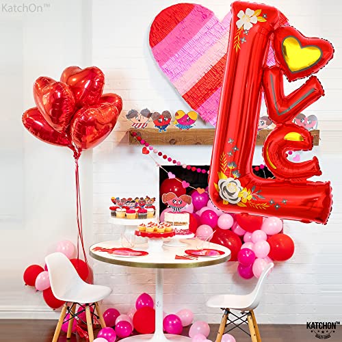 KatchOn, Big Red Love Balloon, 44 Inch - Foil Love Balloon Letters | Huge Red Love Ballon for Him | Valentines Day Balloons, Romantic Decorations Special Night, Love Valentines Balloon for Anniversary