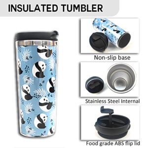 Panda 12oz Tumbler with Leakproof Lid,Stainless Steel Vacuum Insulated Travel Mug Coffee Cup for Ice and Hot Drink
