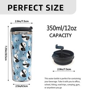 Panda 12oz Tumbler with Leakproof Lid,Stainless Steel Vacuum Insulated Travel Mug Coffee Cup for Ice and Hot Drink