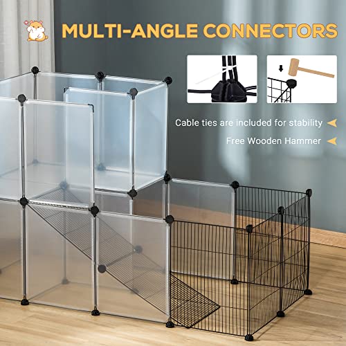 PawHut Pet Playpen DIY Small Animal Cage Portable Plastic Yard Fence for Rabbit Chinchilla Hedgehog Guinea Pig, 14 x 18 in