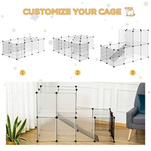 PawHut Pet Playpen DIY Small Animal Cage Portable Plastic Yard Fence for Rabbit Chinchilla Hedgehog Guinea Pig, 14 x 18 in