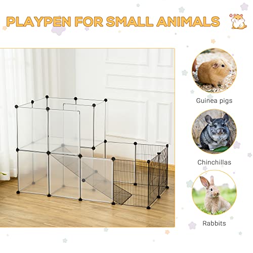 PawHut Pet Playpen DIY Small Animal Cage Portable Plastic Yard Fence for Rabbit Chinchilla Hedgehog Guinea Pig, 14 x 18 in