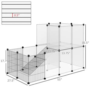 PawHut Pet Playpen DIY Small Animal Cage Portable Plastic Yard Fence for Rabbit Chinchilla Hedgehog Guinea Pig, 14 x 18 in