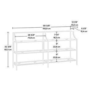 Sauder 421434 International Lux Bookcase, L: 30.0" x W: 14.49" x H: 70.87", Satin Gold Finish & International Lux Console Table, L: 59.41" x W: 13.07" x H: 32.4", Satin Gold Finish