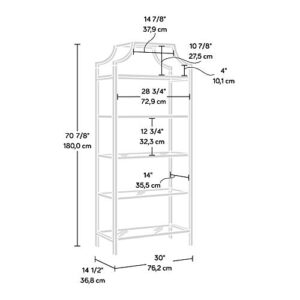 Sauder 421434 International Lux Bookcase, L: 30.0" x W: 14.49" x H: 70.87", Satin Gold Finish & International Lux Console Table, L: 59.41" x W: 13.07" x H: 32.4", Satin Gold Finish