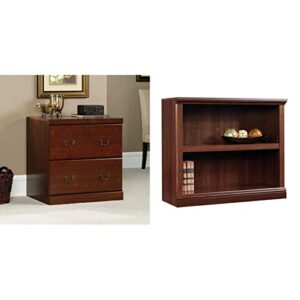 sauder heritage hill lateral file - classic cherry finish & 2-shelf bookcase, select cherry finish