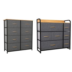 yitahome storage dresser, grey & dresser with 7 drawers - fabric storage tower, organizer unit & nursery - sturdy steel frame, wooden top & easy pull fabric bins