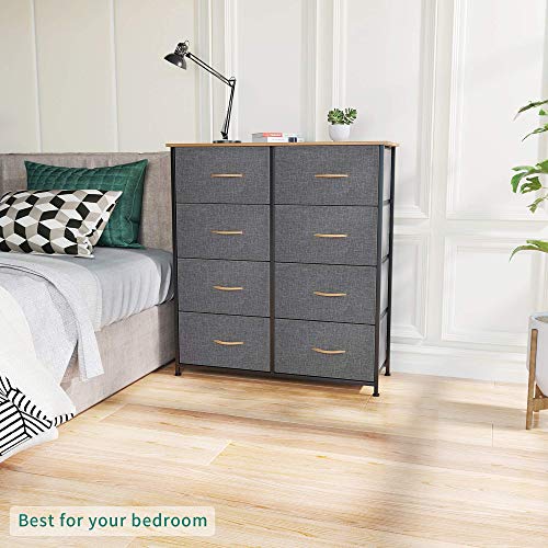 YITAHOME Storage Dresser, Grey & Dresser with 7 Drawers - Fabric Storage Tower, Organizer Unit & Nursery - Sturdy Steel Frame, Wooden Top & Easy Pull Fabric Bins