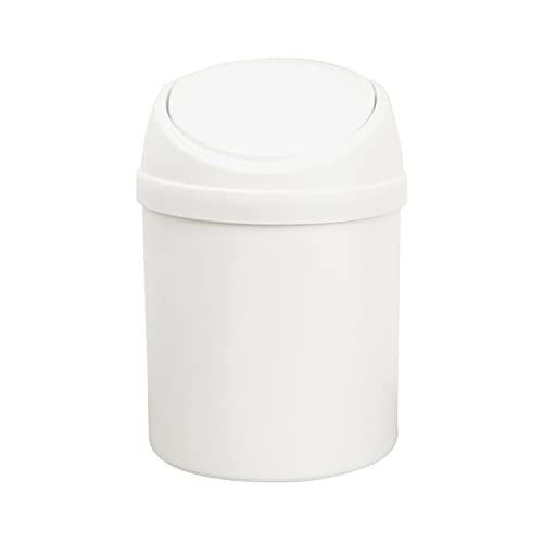 carrotez Desk Trash Can, 2 Liter / 0.5 Gallon, Small Trash Can with Swing Top Lid for Desktop, Tabletop, Vanity, Countertop