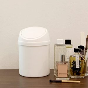 carrotez Desk Trash Can, 2 Liter / 0.5 Gallon, Small Trash Can with Swing Top Lid for Desktop, Tabletop, Vanity, Countertop