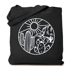 cute desert cactus canvas tote bag desert adventure lover reusable shopping bag for women funny gift, 15.8 x 13.5 inches