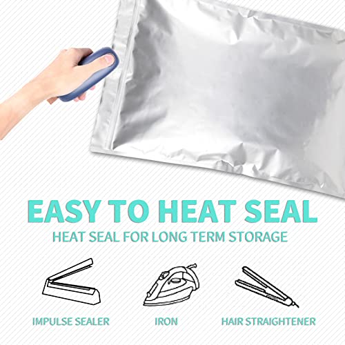 5 Gallon Mylar Bags with 2500CC Oxygen Absorbers and Labels, Zipper Resealable Pouches Heat Sealable Bags for Long Term Food Storage (20 pcs)