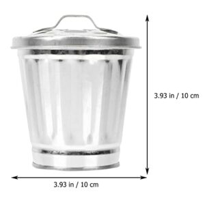 Cabilock Trash Cans Desk Topper Mini Small Trash Can Desktop Garbage Can Trash Can Countertop Trash Bin Mini Wastebasket with Mini Rake and Lid Zen Garden Tools Tabletop Accessories Retro Decor