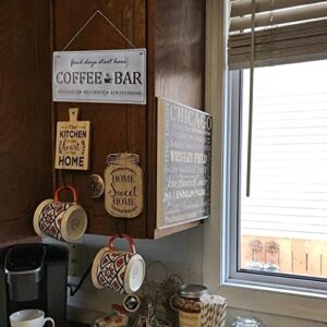 Coffee Signs For Coffee Bar.Metal Coffee Bar Sign Decor, Good Days Start Here,14" x 7". Coffe Bar Assecories, Hanging Coffee Sign for Farmhouse Kitchen Wall Decorations. Cocina De Cafe.(White)